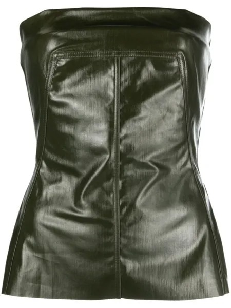 Rick Owens укороченный топ-бюстье из денима, зеленый