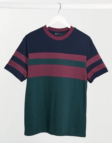 Зеленая футболка с контрастными вставками ASOS DESIGN-Зеленый