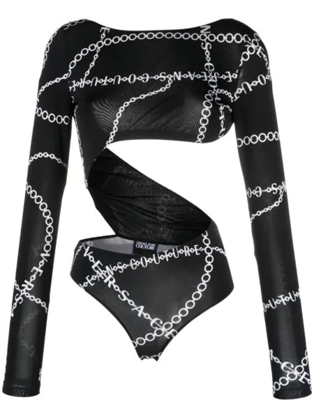 Versace Jeans Couture боди с вырезами и принтом Necklace, черный