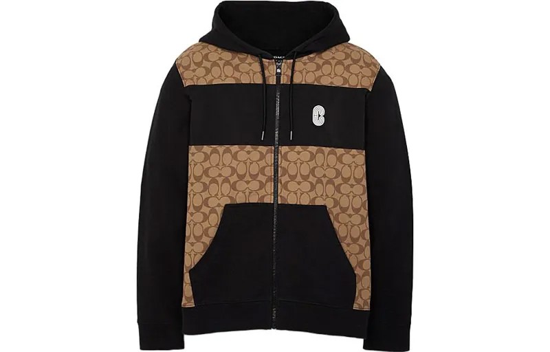 Мужская толстовка с капюшоном на молнии Signature цвета хаки Coach, хаки