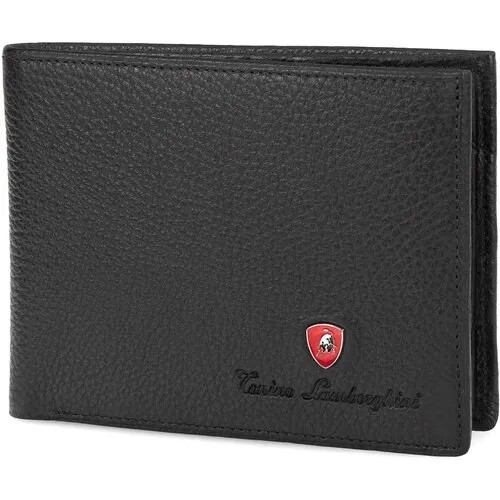 Бумажник Tonino Lamborghini, натуральная кожа, 2 отделения для банкнот, черный