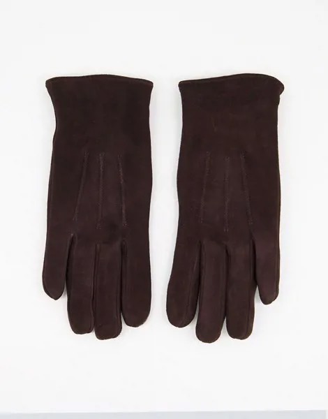 Коричневые замшевые перчатки Barney's Originals-Коричневый цвет