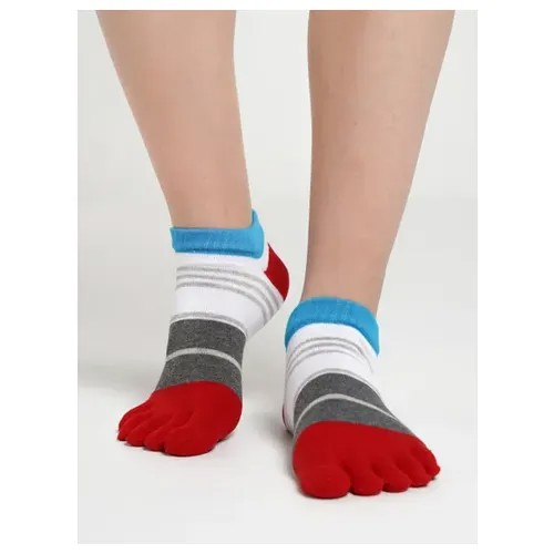 Мужские носки , 1 пара, укороченные, размер 39-44, серый, красный