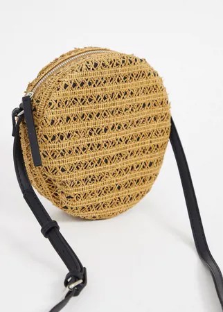 Соломенная круглая сумка через плечо Vero Moda-Коричневый