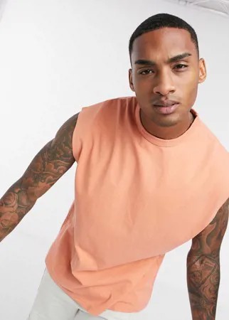 Плотная oversized-майка с эффектом кислотной стирки ASOS DESIGN-Оранжевый цвет
