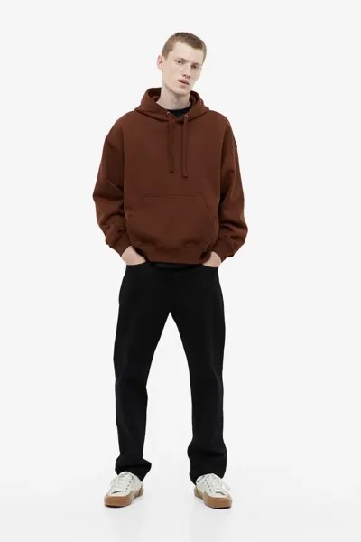 Хлопковая толстовка oversized fit с капюшоном H&M, коричневый