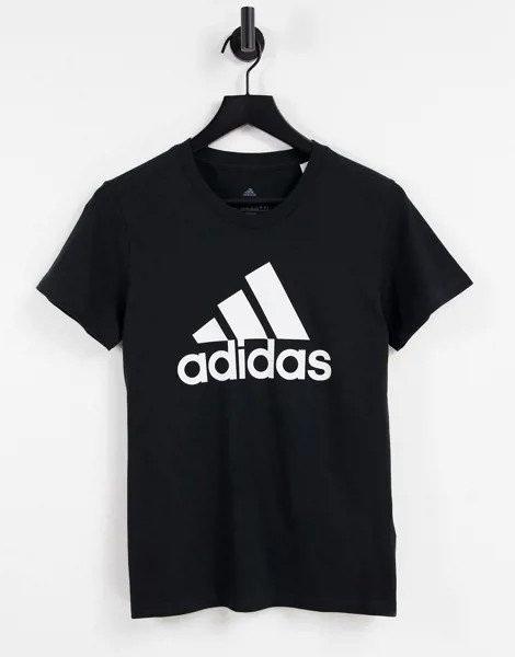 Черная майка с крупным логотипом adidas Training-Черный цвет