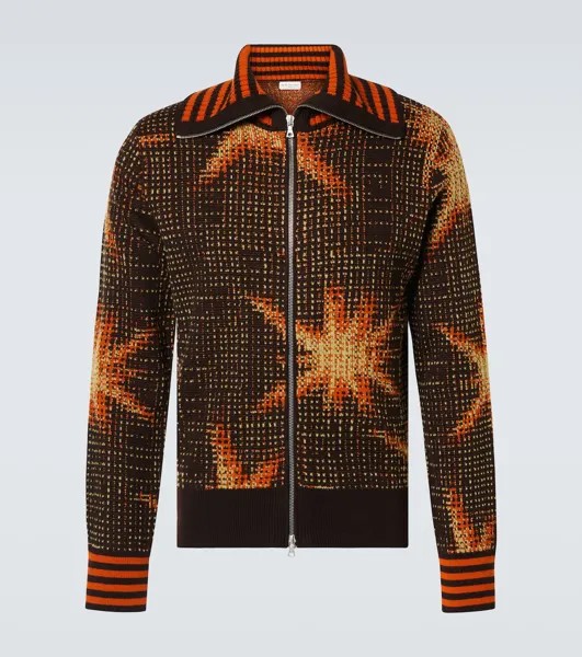 Кардиган из шерстяной смеси с принтом Dries Van Noten, темно-коричневый