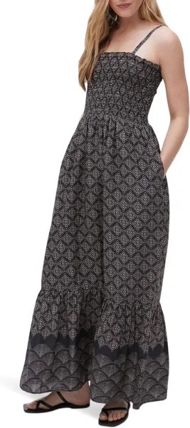 Платье Michael Stars Alejandra Smocked Maxi Dress, цвет Black Combo