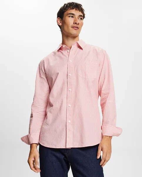 Мужская базовая рубашка в полоску стандартного кроя Esprit, коралловый