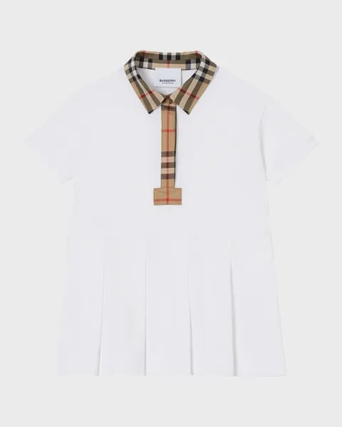 Платье-рубашка-поло в клетку Sigrid Vintage для девочек Burberry, цвет White