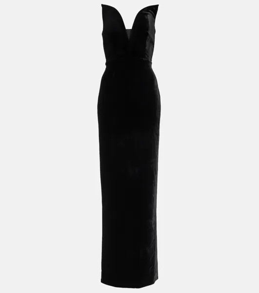 Бархатное платье без бретелек ROLAND MOURET, черный