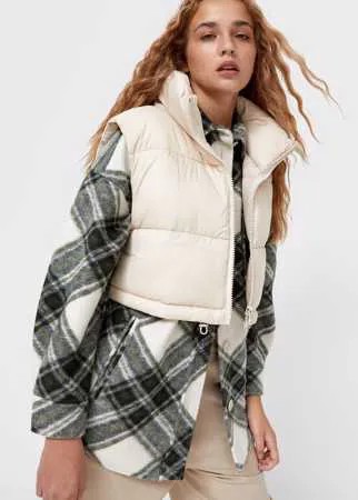 Stradivarius Укороченный Стеганый Жилет Цвет Небеленого Полотна M
