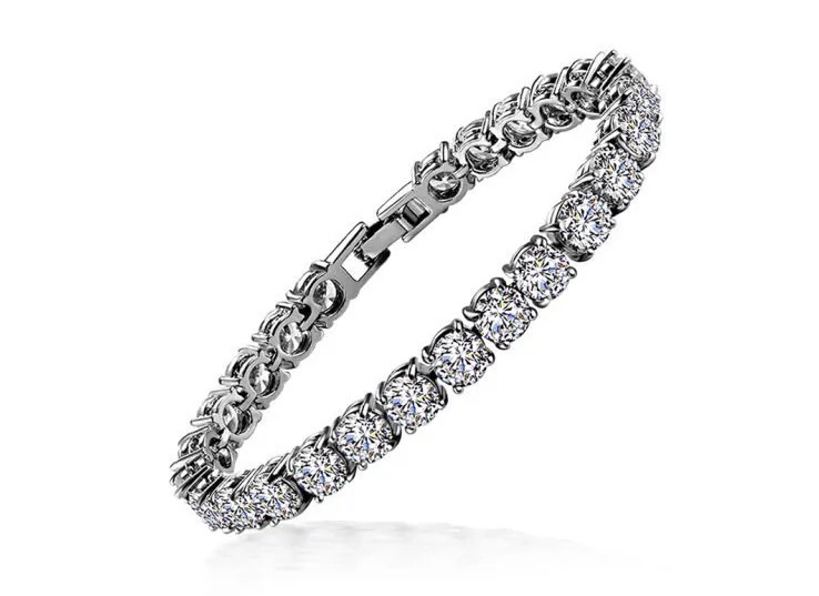 1ct SONA браслет с бриллиантами для свадьбы, оптовая продажа, 18 K, белое золото, высокое качество, ювелирное изделие, браслет-цепочка для женщин