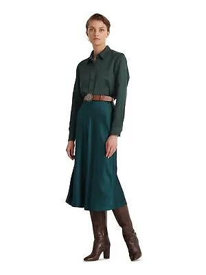LAUREN RALPH LAUREN Женская зеленая блузка с длинным рукавом и воротником для работы S
