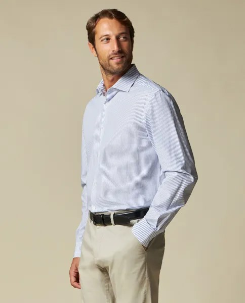 Rumford мужская рубашка в полоску из чистого хлопка, окрашенная в пряжу RUMFORD, белый/синий