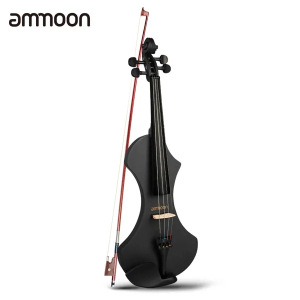 Полноразмерная электрическая скрипка ammoon 4/4 из цельной древесины с луком из Бразилии, сумка для переноски наушников, аудиокабель 6,35 мм