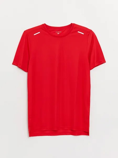 Мужская спортивная футболка с круглым вырезом и короткими рукавами LCW Active, яркий красный