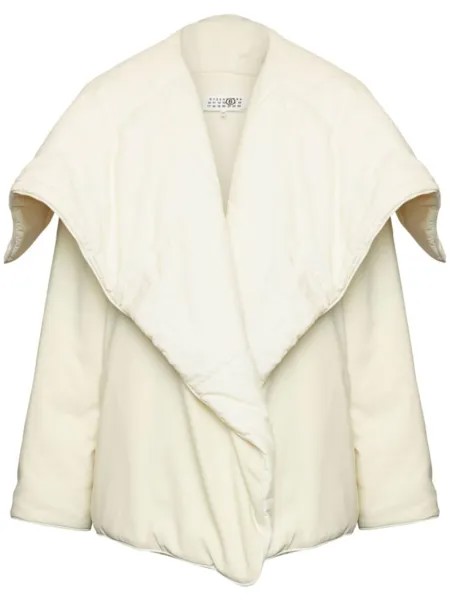 MM6 Maison Margiela пуховик с объемным воротником, нейтральный цвет