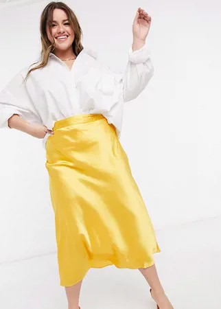 Желтая юбка косого кроя Elvi Plus-Желтый