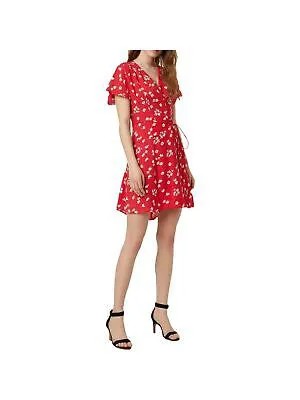 FRENCH CONNECTION Женское красное короткое вечернее платье с короткими рукавами + расклешенное платье 6