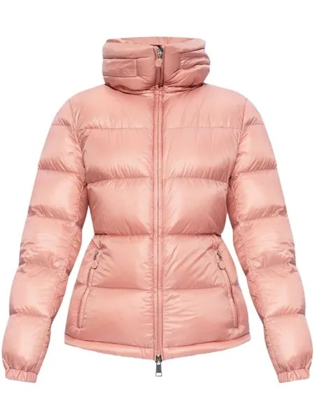 Moncler приталенная куртка с воротником-стойкой, розовый