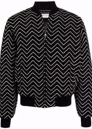 Saint Laurent бомбер с узором зигзаг