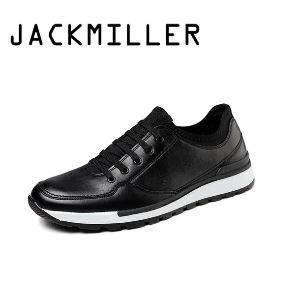 Кеды Jackmiller мужские из искусственной кожи, мягкая повседневная обувь, однотонные черные базовые на шнуровке, износостойкая подошва из термо...