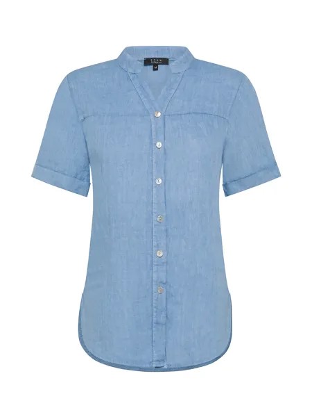 Koan Collection Льняная блузка с воротником-стойкой., синий