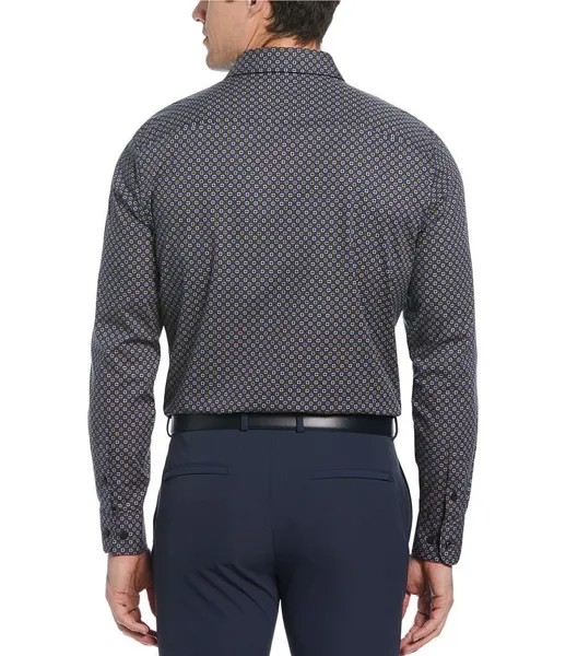 Рубашка из эластичной ткани с длинными рукавами и длинными рукавами Perry Ellis Geo Link, серый
