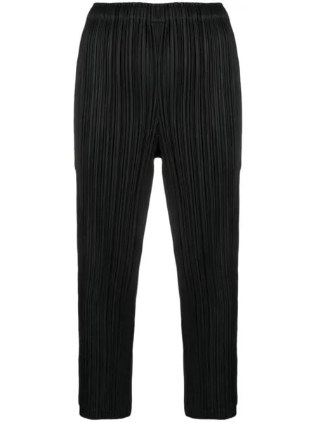 Pleats Please Issey Miyake pleated cropped trousers, черный