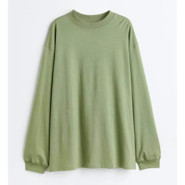 Лонгслив H&M Jersey, зеленый