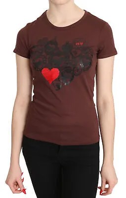 Блузка EXTE Коричневая футболка с круглым вырезом с принтом в виде сердечек IT42 / US8 / M Рекомендуемая розничная цена 200 долларов США
