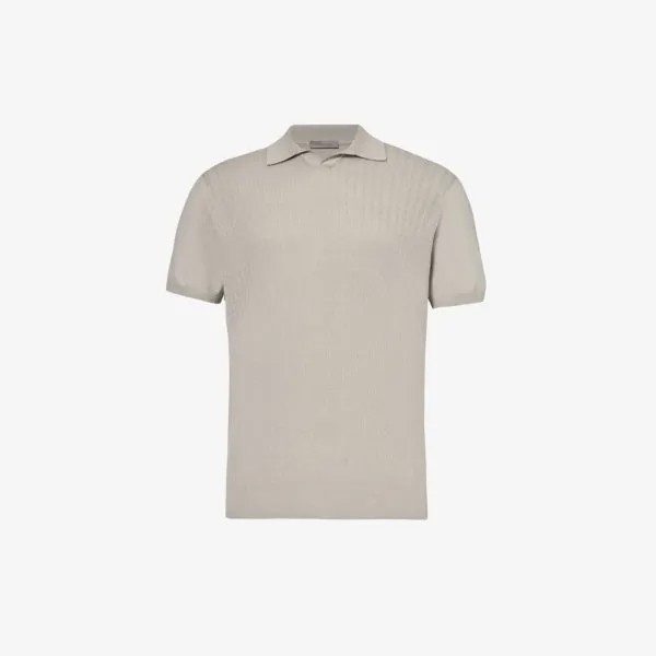 Рубашка-поло из фактурного хлопка с короткими рукавами Corneliani, бежевый