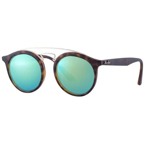 Солнцезащитные очки Ray-Ban, круглые, оправа: пластик, с защитой от УФ, зеркальные, коричневый