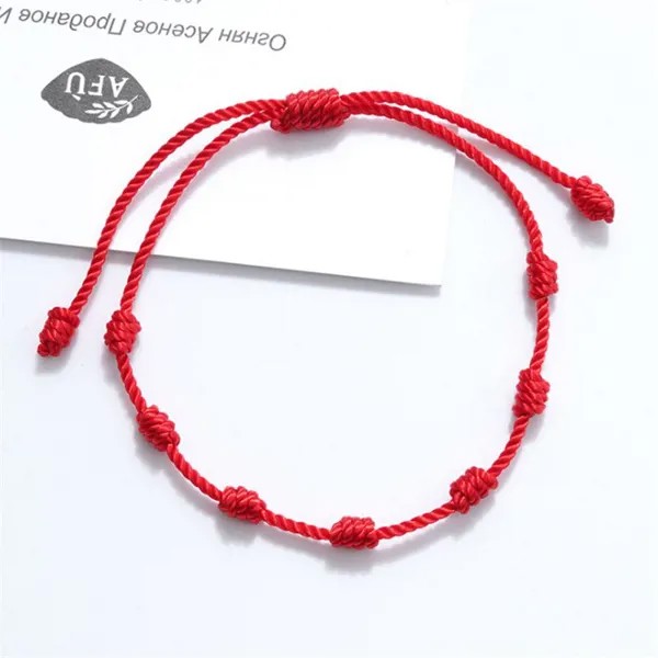 Подарки Ручной работы Красные веревочные браслеты Украшения Счастливые узелки Регулируемые плетеные браслеты