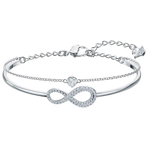 Жесткий браслет SWAROVSKI, кристаллы Swarovski, размер 16.5 см, серебристый