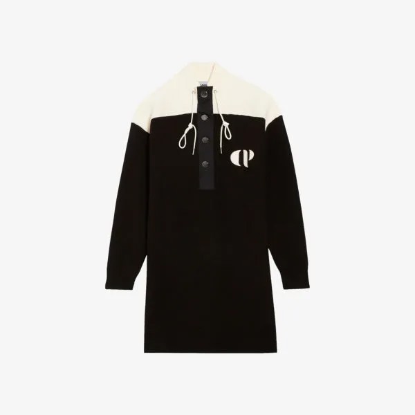 Трикотажное платье мини Maxima с вышитым логотипом Claudie Pierlot, цвет noir / gris
