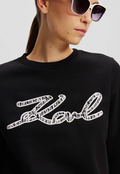 Спортивный свитер BOUCLÉ SIGNATURE KARL LAGERFELD, черный