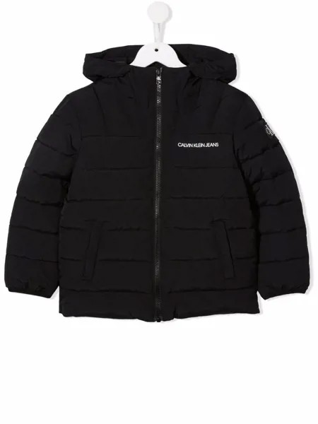 Calvin Klein Kids пуховик с капюшоном и логотипом