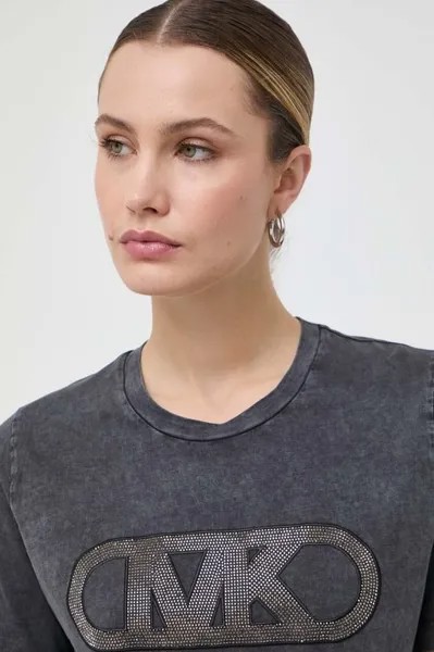 Хлопковая футболка MICHAEL Michael Kors, серый