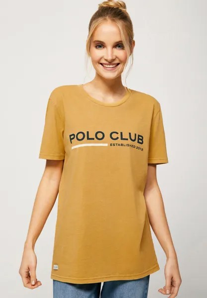 Футболка с принтом Polo Club, коричневый