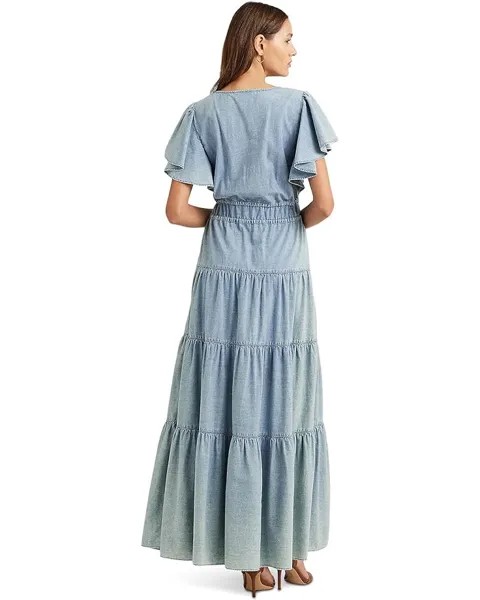 Платье LAUREN Ralph Lauren Chambray Tiered Maxidress, цвет Isla Wash