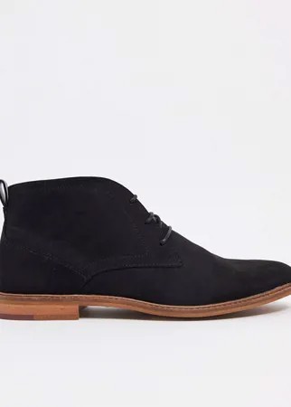 Черные кожаные ботинки-чукка Burton Menswear-Черный