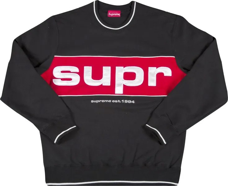 Толстовка Supreme Piping Crewneck 'Black', черный