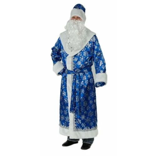 Сатиновый синий костюм Деда Мороза Snej-52