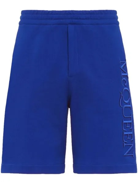 Alexander McQueen спортивные шорты с вышитым логотипом, синий