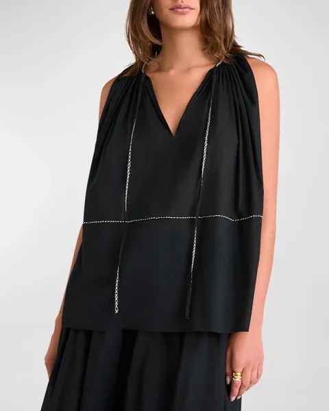 Хлопковый топ Elara с вышивкой Merlette, цвет Black