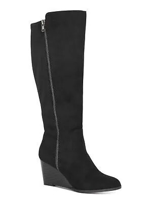 STYLE - COMPANY Женские черные классические ботинки на танкетке с широкими икрами и круглым носком на молнии, размер 10 м