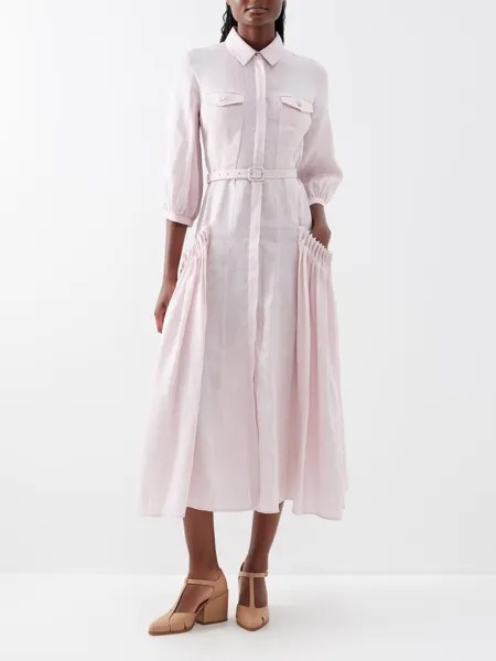 Льняное платье-рубашка woodward с поясом Gabriela Hearst, розовый